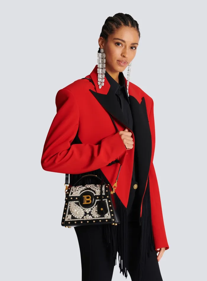 Balmain Handbags Women BBuzz Dynasty Bag In Embroidered Satin Black