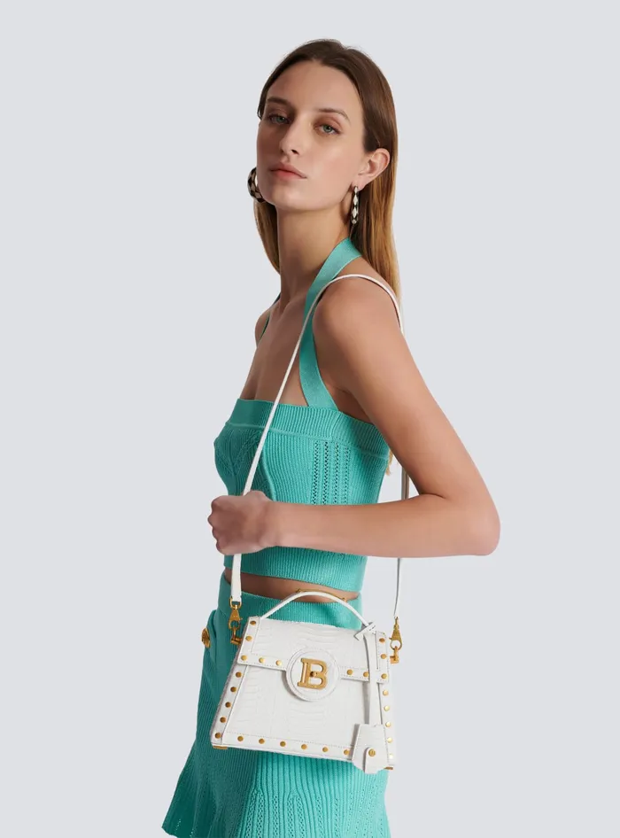 Balmain Handbags Women BBuzz Dynasty Bag In Snakeskin Leather White