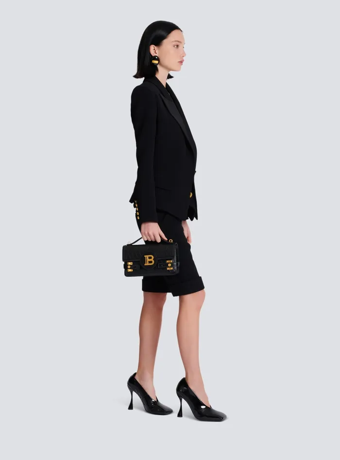 Balmain Handbags Women BBuzz Shoulder 24 Bag In Diamondembossed Calfskin Black