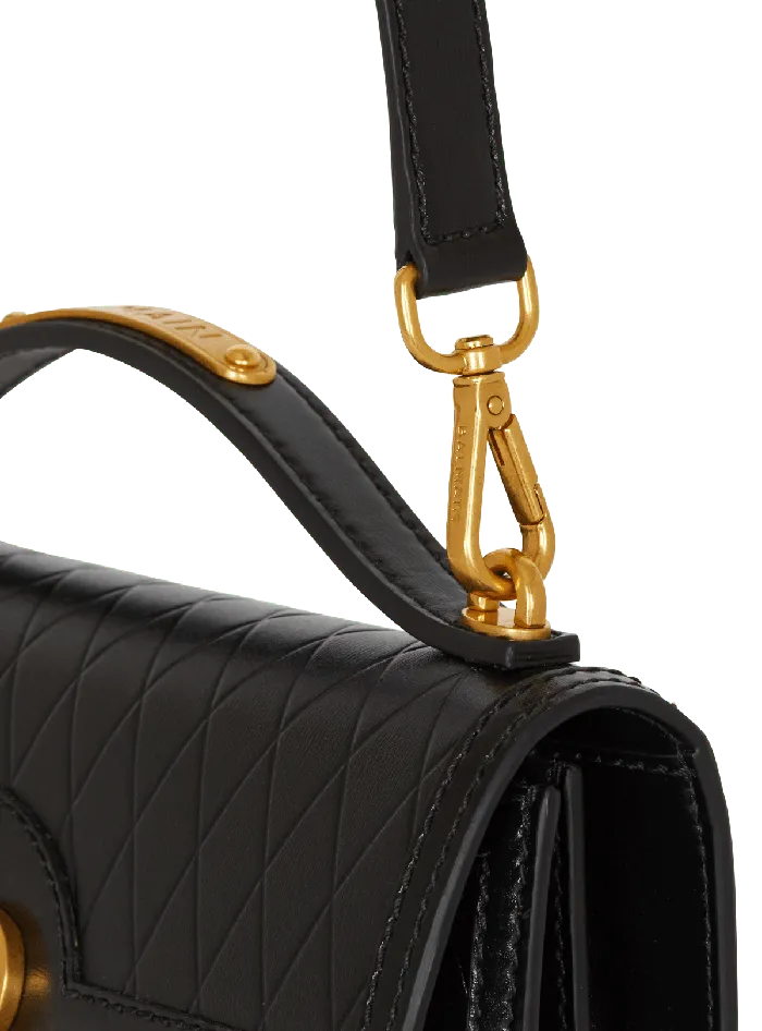 Balmain Handbags Women BBuzz Shoulder 24 Bag In Diamondembossed Calfskin Black
