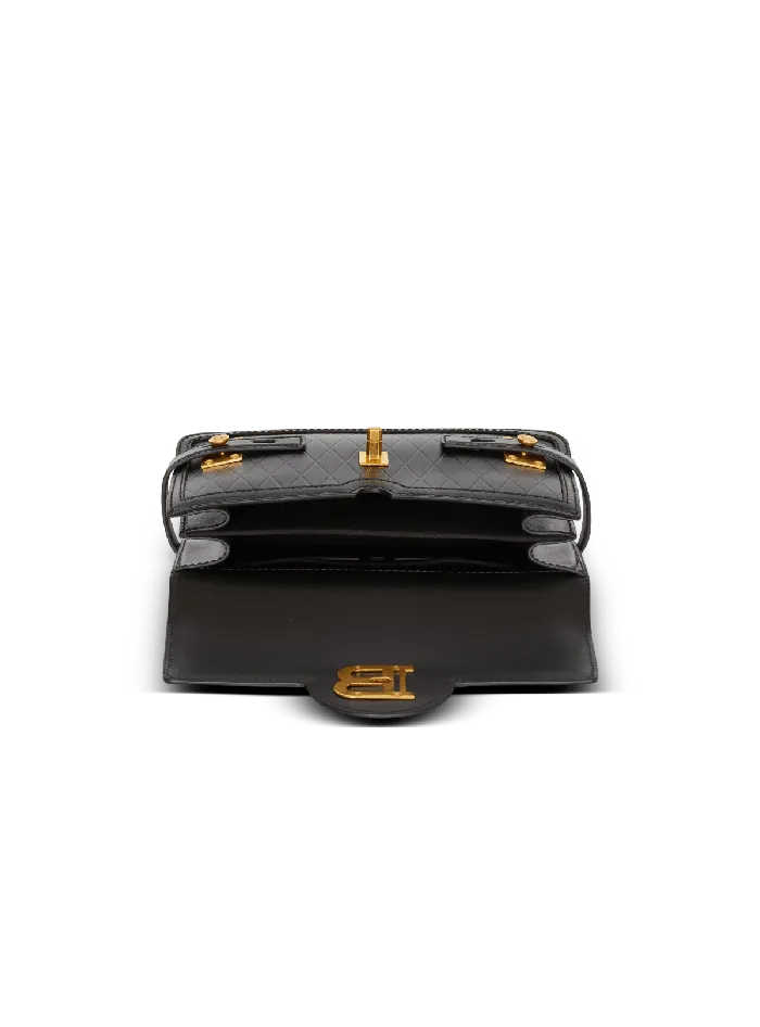 Balmain Handbags Women BBuzz Shoulder 24 Bag In Diamondembossed Calfskin Black