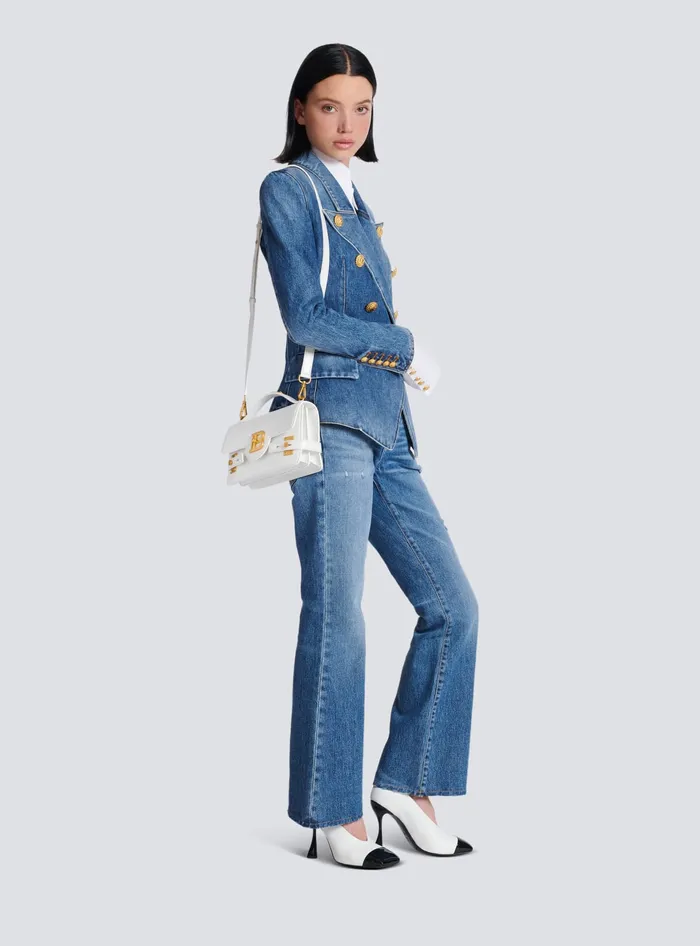 Balmain Handbags Women BBuzz Shoulder 24 Calfskin Bag White