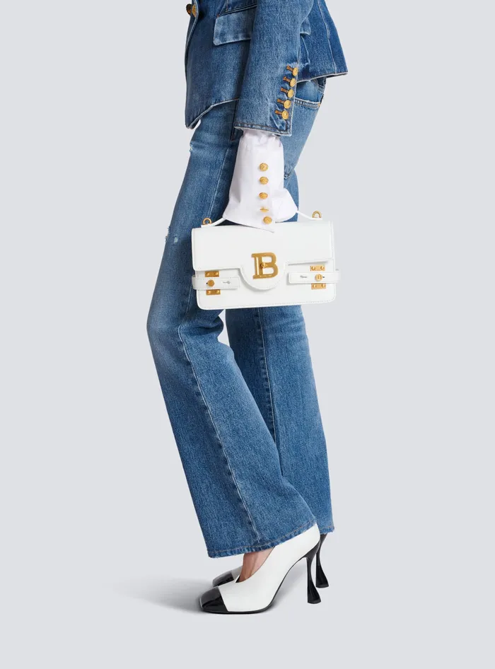 Balmain Handbags Women BBuzz Shoulder 24 Calfskin Bag White