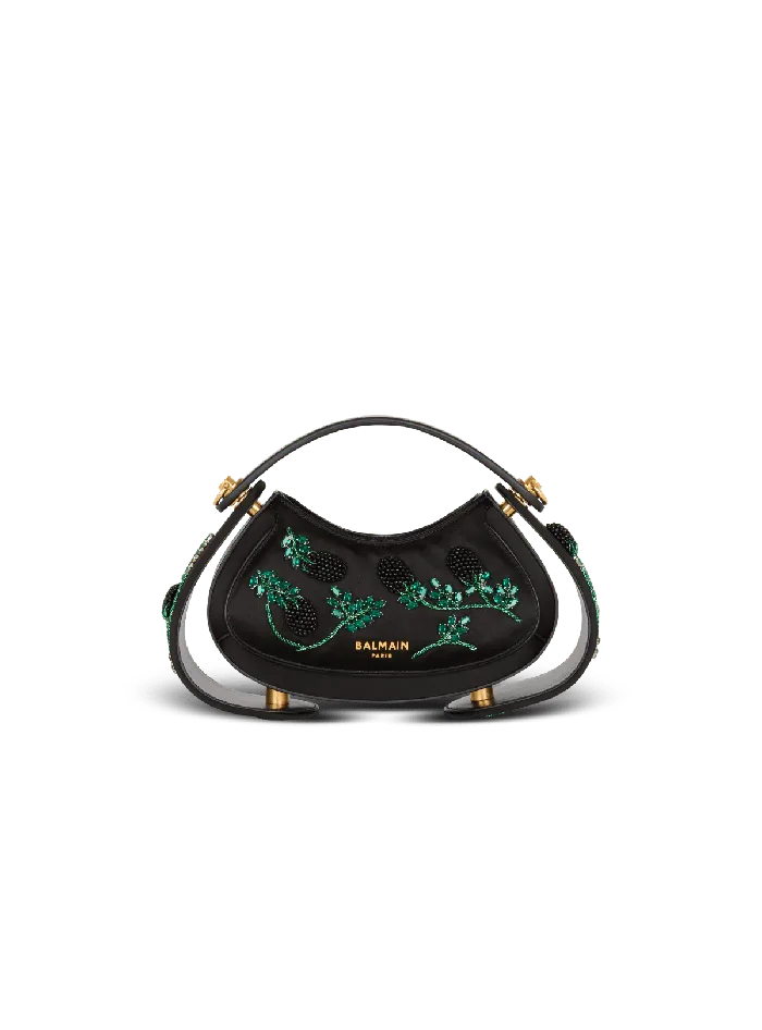 Balmain Handbags Women Small Jolie Madame Bag In Blackberryembroidered Satin Black Balmain Handbags Women Small Jolie Madame Bag In Blackberryembroidered Satin Black