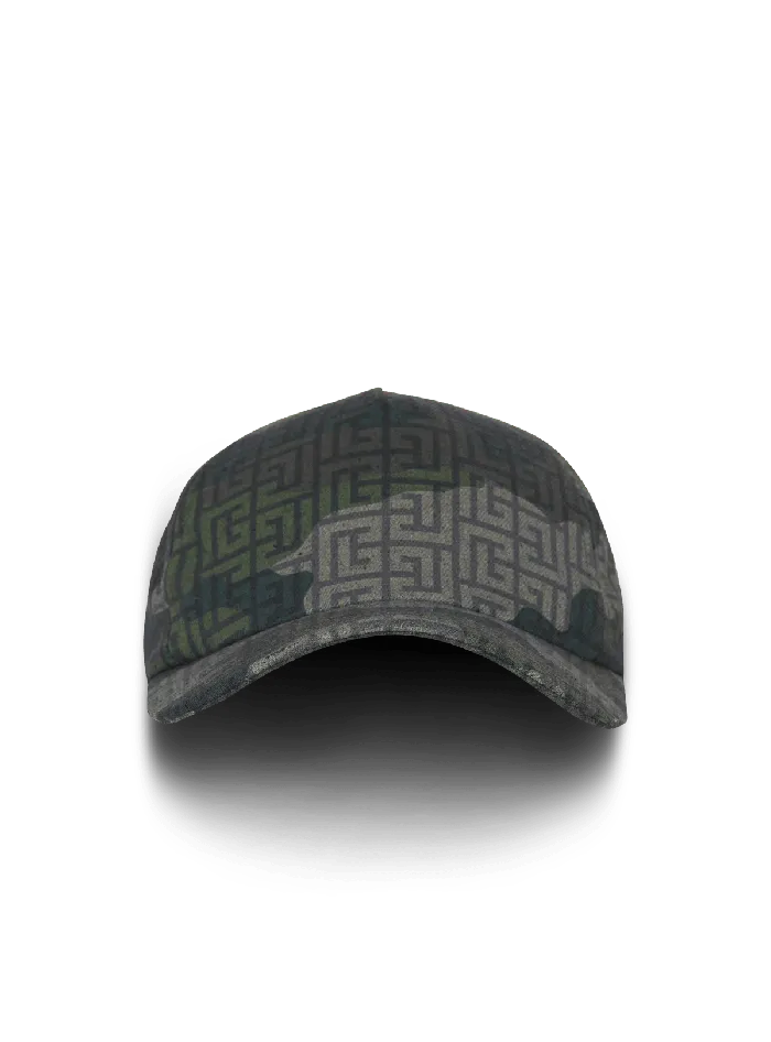 Balmain Hats And Caps Men Monogrammed Camouflage Print Baseball Cap Khaki