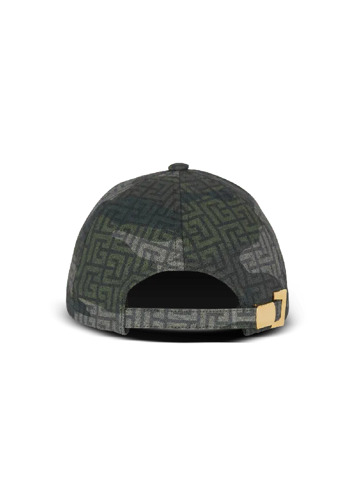 Balmain Hats And Caps Men Monogrammed Camouflage Print Baseball Cap Khaki