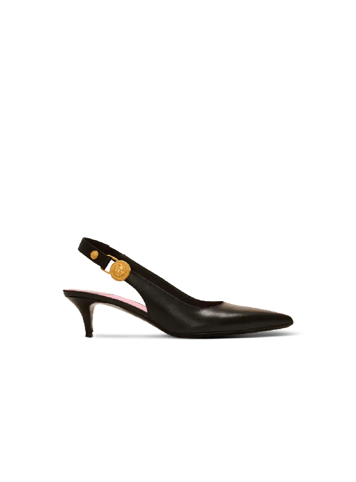 Balmain High Heels and Pumps Women Eva Kitten Slingbacks In Calfskin Black