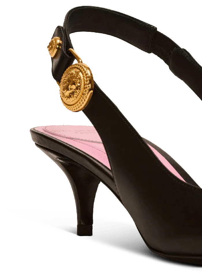 Balmain High Heels and Pumps Women Eva Kitten Slingbacks In Calfskin Black