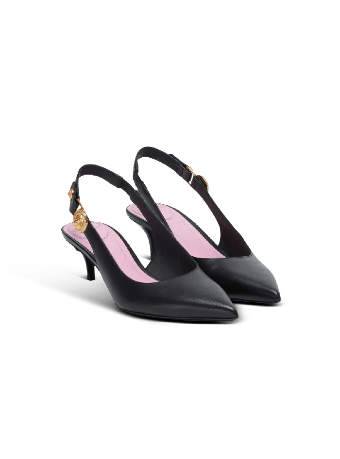 Balmain High Heels and Pumps Women Eva Kitten Slingbacks In Calfskin Black