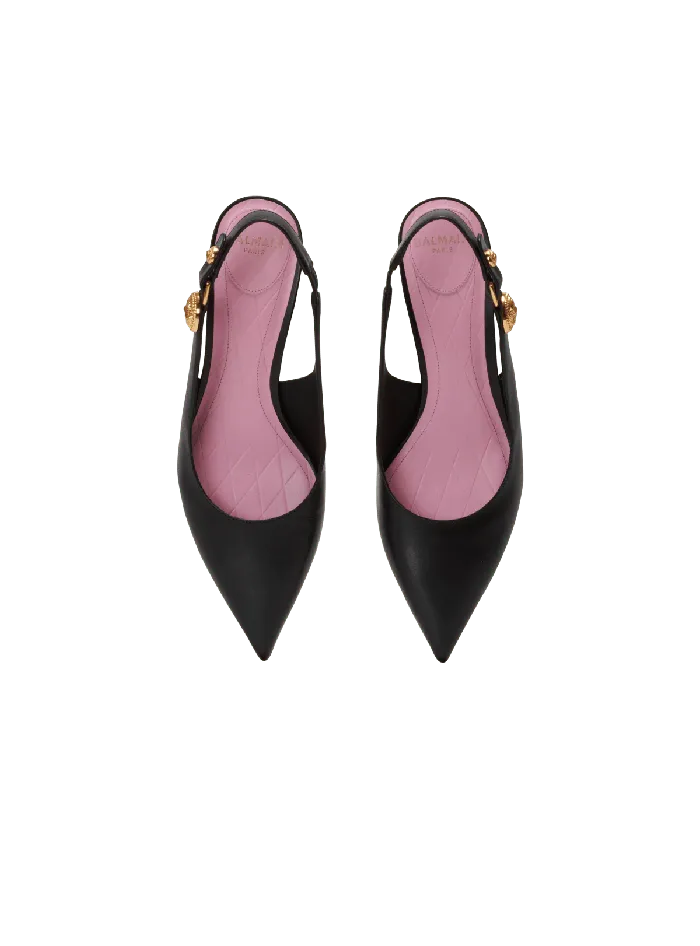 Balmain High Heels and Pumps Women Eva Kitten Slingbacks In Calfskin Black