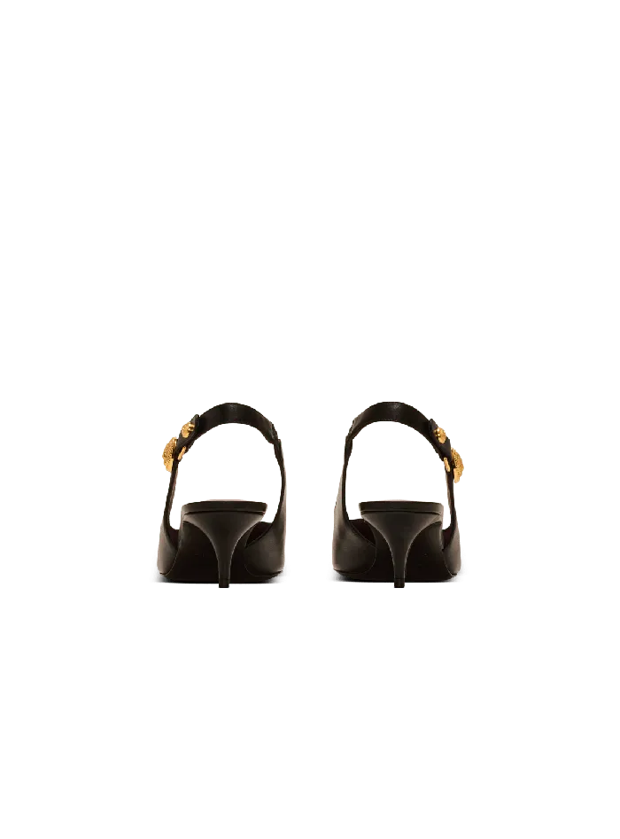 Balmain High Heels and Pumps Women Eva Kitten Slingbacks In Calfskin Black