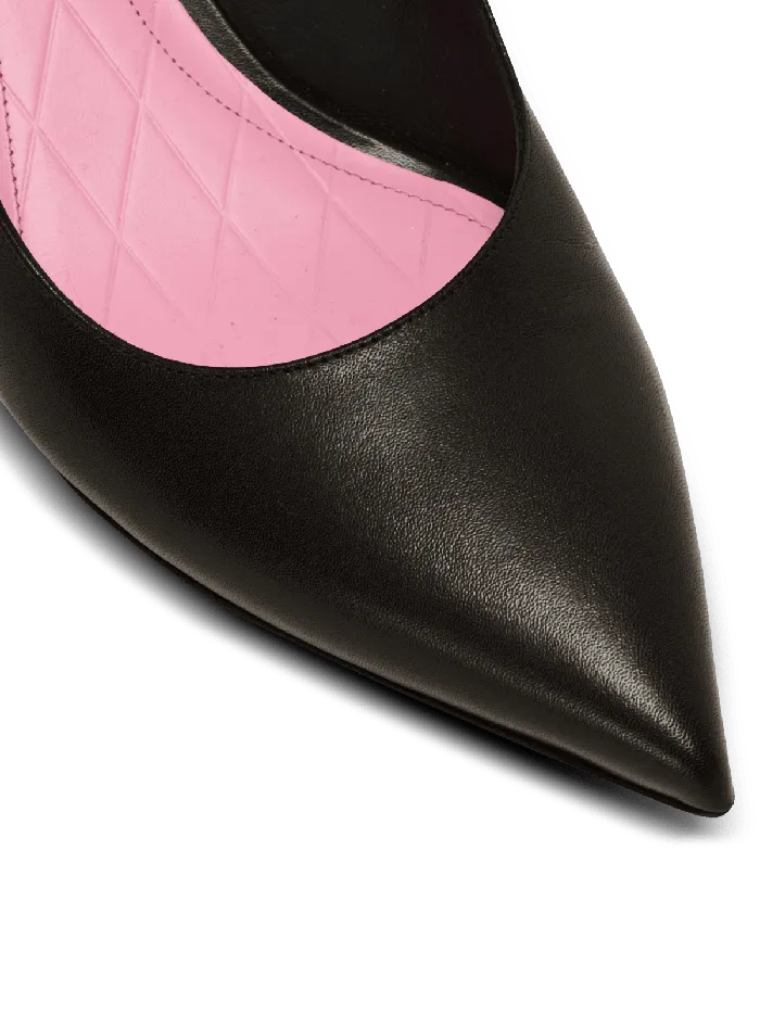 Balmain High Heels and Pumps Women Eva Kitten Slingbacks In Calfskin Black
