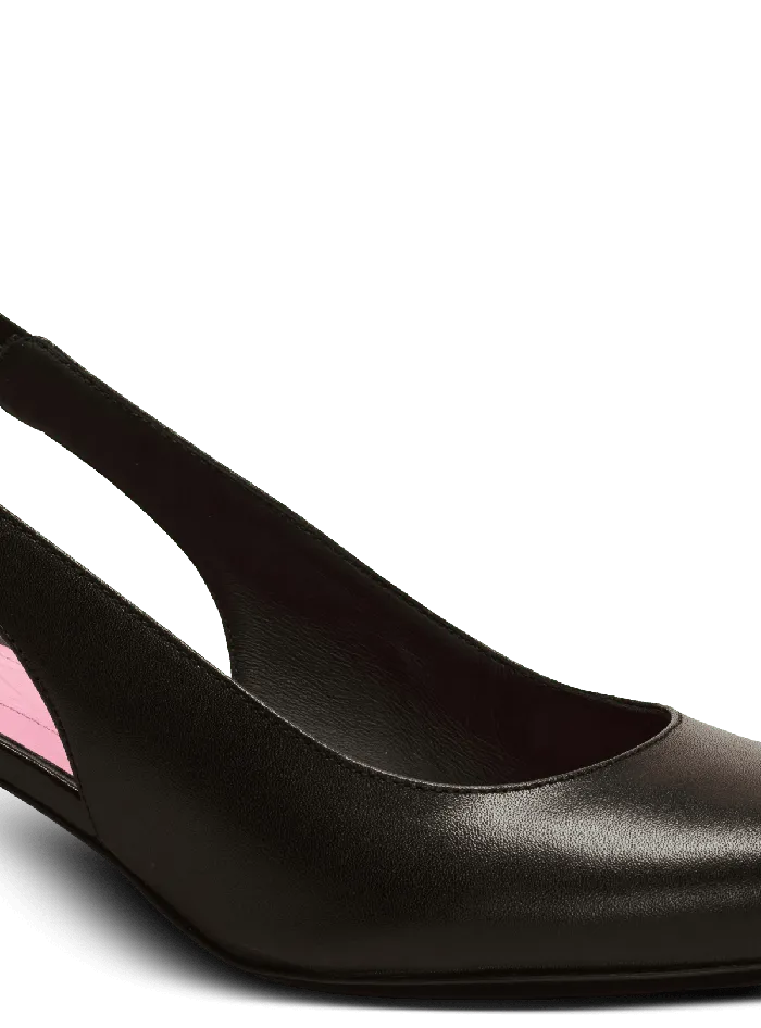 Balmain High Heels and Pumps Women Eva Kitten Slingbacks In Calfskin Black
