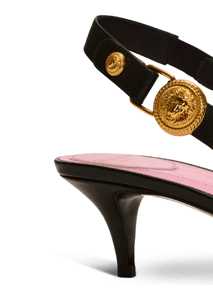 Balmain High Heels and Pumps Women Eva Kitten Slingbacks In Calfskin Black