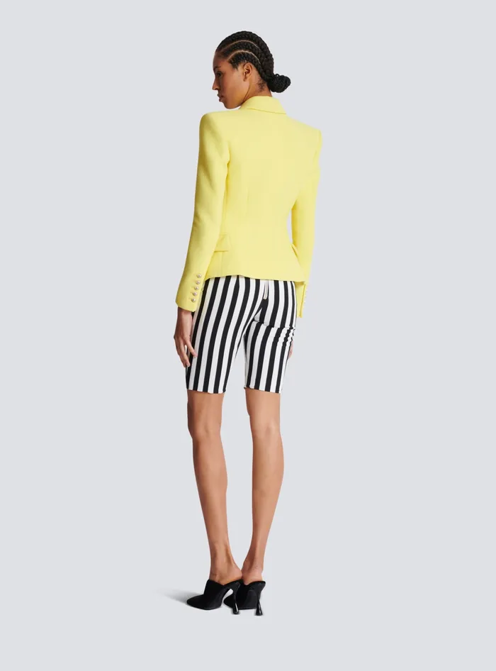 Balmain Jackets And Blazers Women 6button Double Crepe Twotone Jacket Yellow
