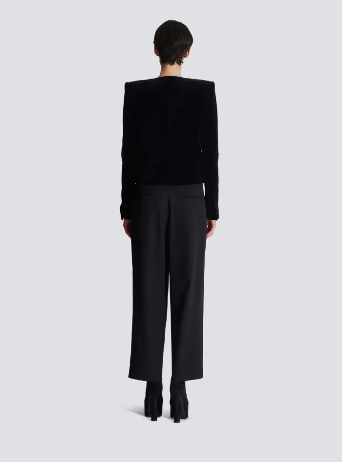 Balmain Jackets And Blazers Women Blackberry Embroidered Velvet Jacket Black