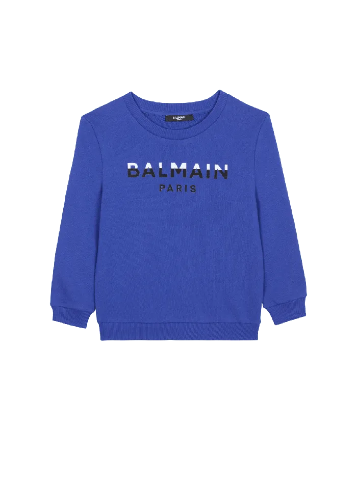 Balmain Kids Sweatshirt With Paris Logo Blue