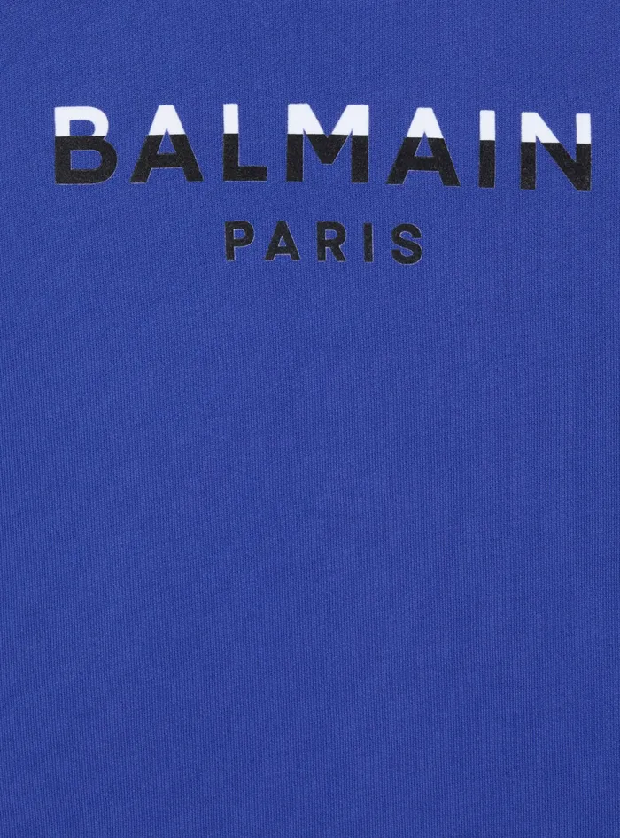 Balmain Kids Sweatshirt With Paris Logo Blue