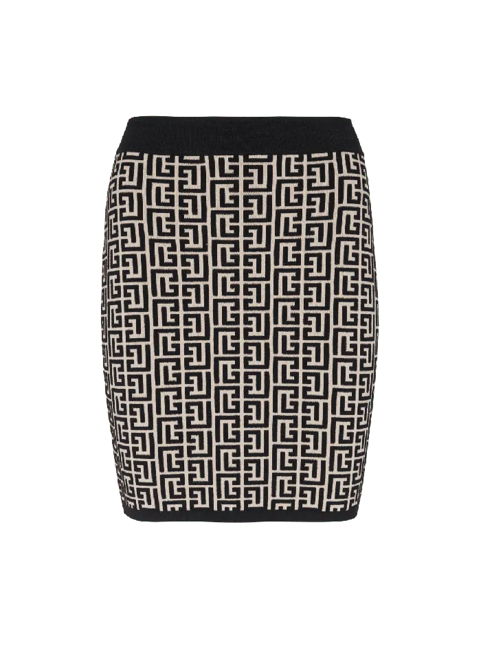 Balmain Knitwear Women Monogrammed Knit Skirt Black