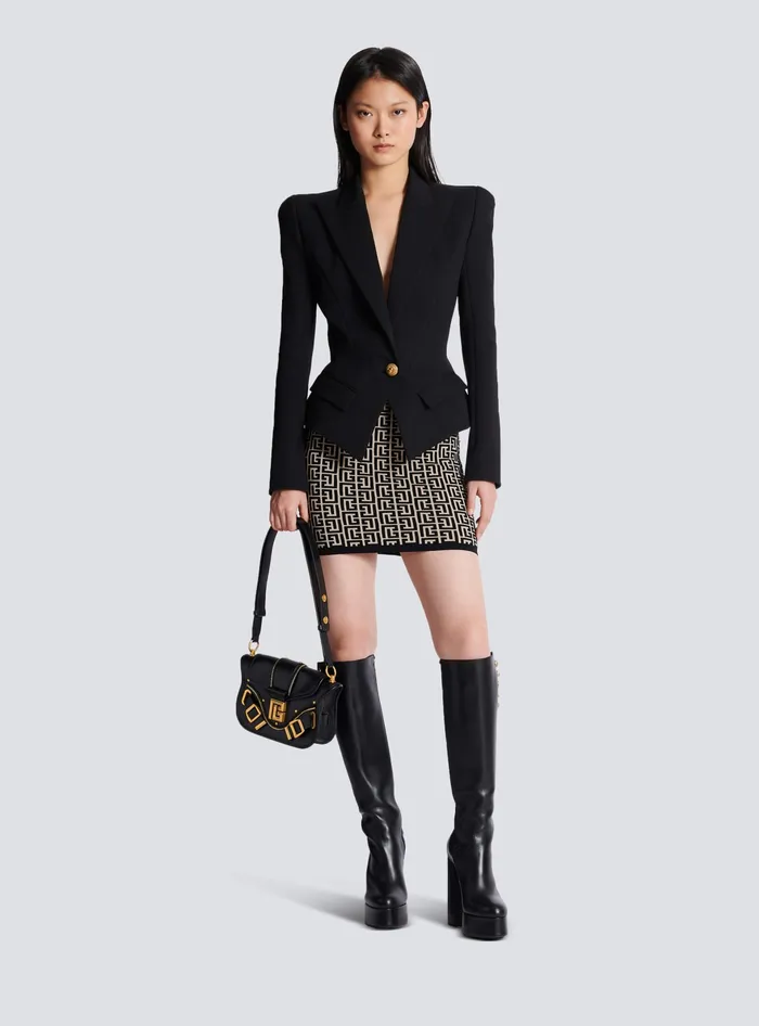 Balmain Knitwear Women Monogrammed Knit Skirt Black
