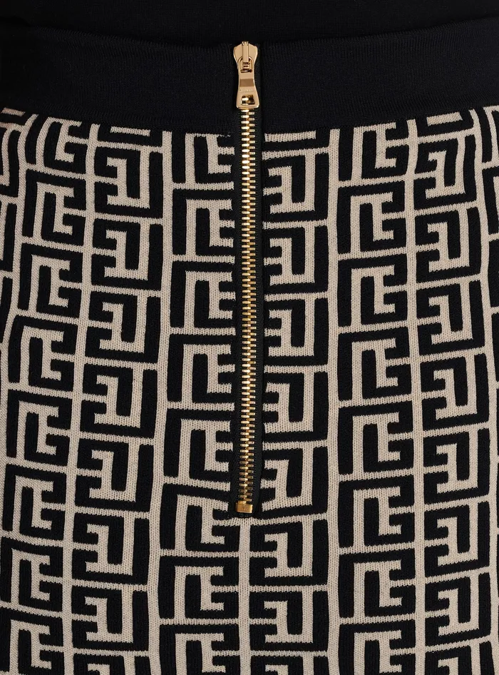 Balmain Knitwear Women Monogrammed Knit Skirt Black