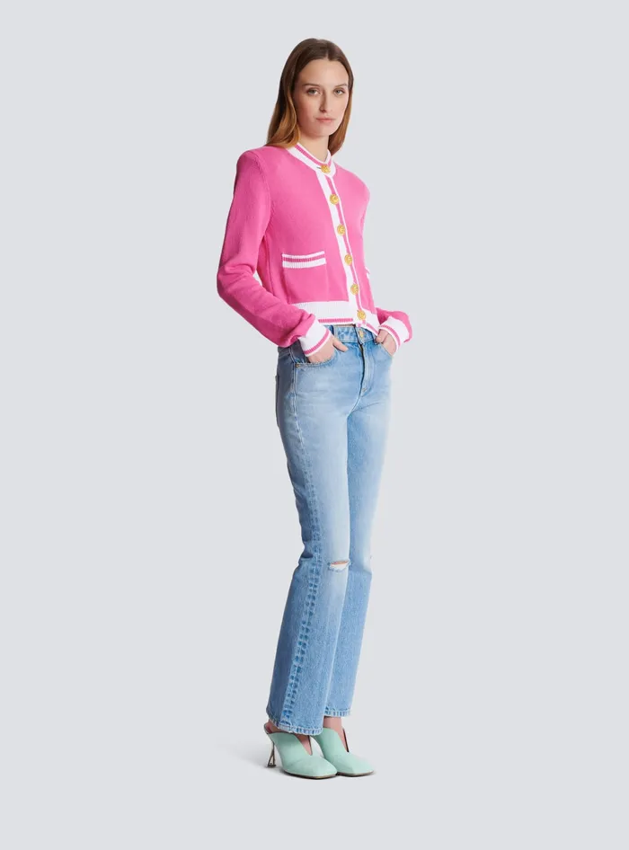 Balmain Knitwear Women Signature Knit Cardigan Pink