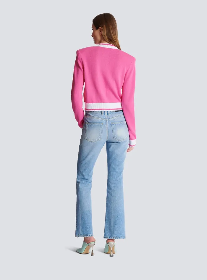 Balmain Knitwear Women Signature Knit Cardigan Pink