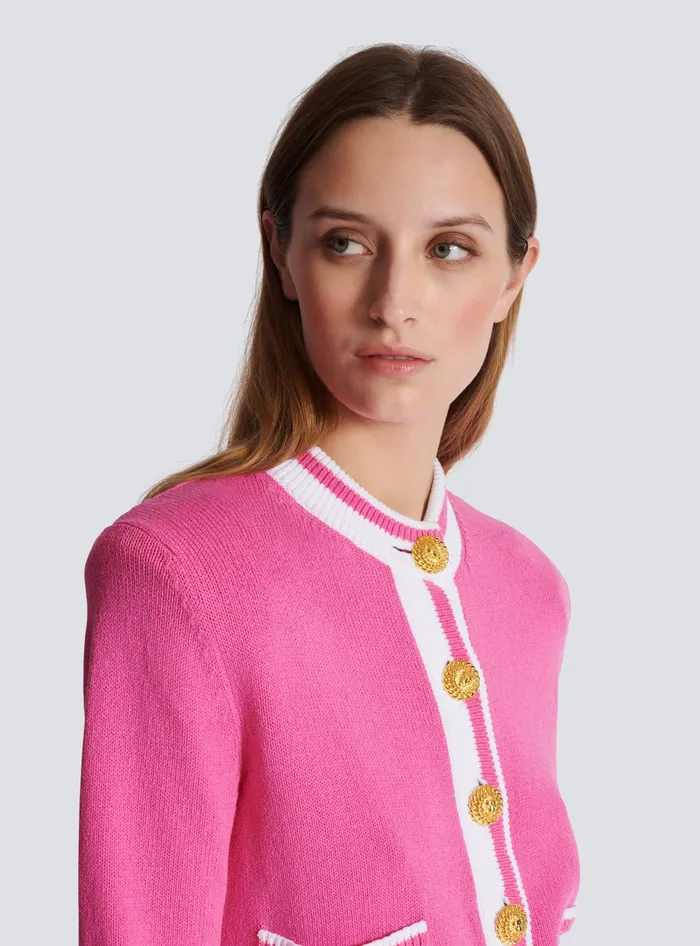 Balmain Knitwear Women Signature Knit Cardigan Pink