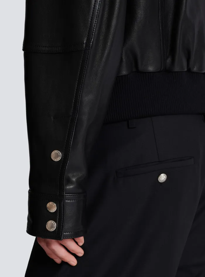 Balmain Outerwear Men Lambskin Leather Jacket With 4 Pockets Black
