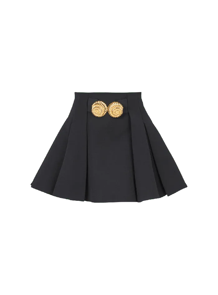 Balmain Skirts Women Short Pleated Skirt In Grain De Poudre Black