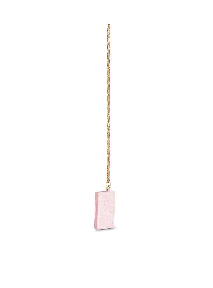 Balmain Small Leather Goods Women Embossed Calfskin Coin Card Holder Pink