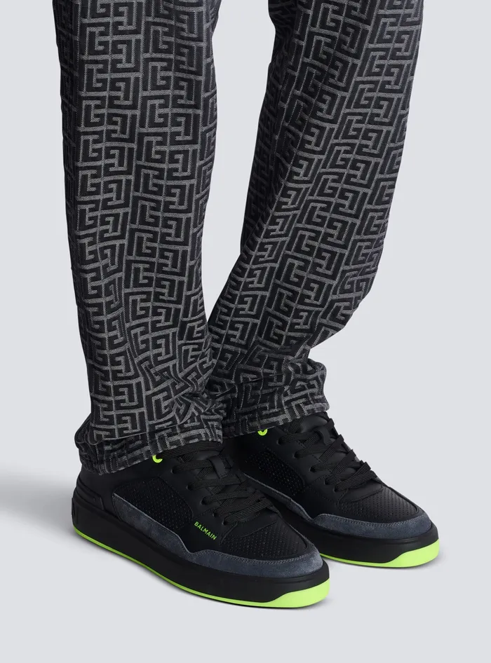 Balmain Sneakers Men BCourt Flip Sneakers In Calfskin And Suede Black