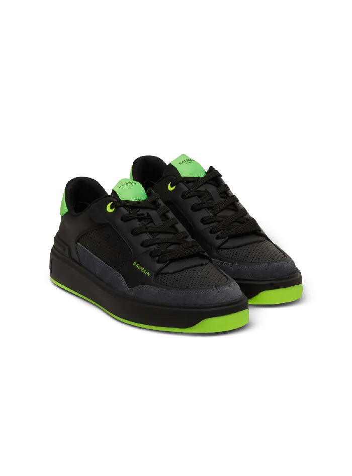 Balmain Sneakers Men BCourt Flip Sneakers In Calfskin And Suede Black