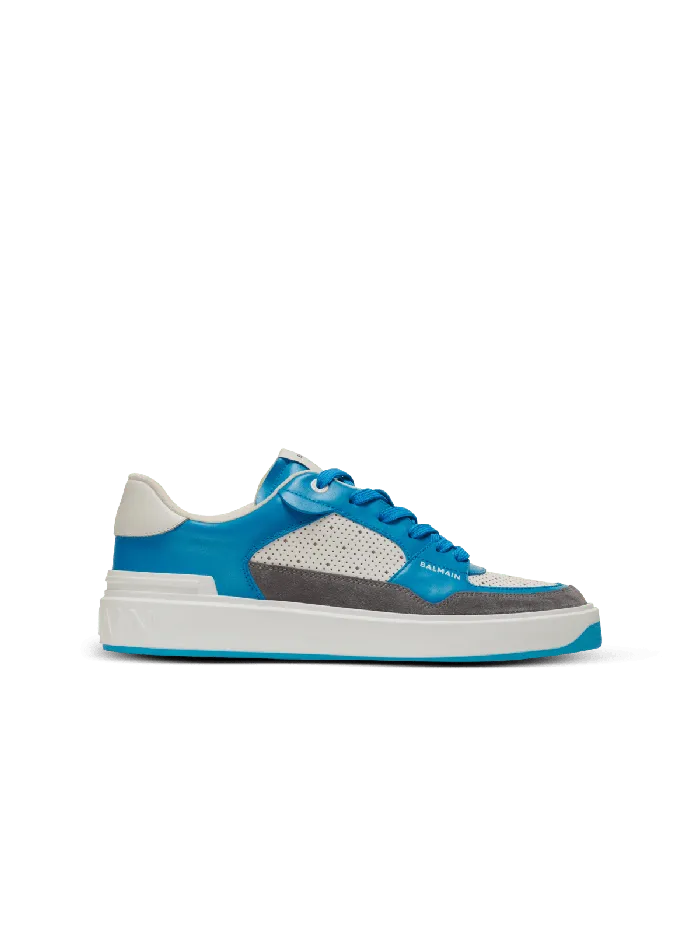 Balmain Sneakers Men BCourt Flip Sneakers In Calfskin And Suede Blue