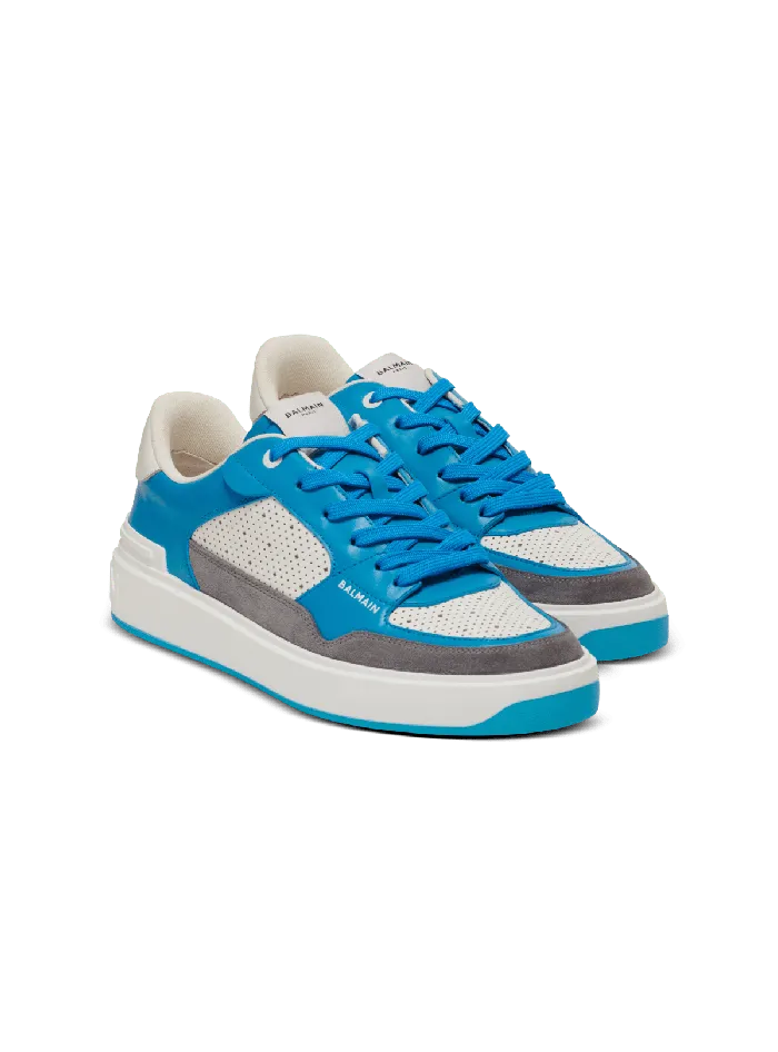 Balmain Sneakers Men BCourt Flip Sneakers In Calfskin And Suede Blue