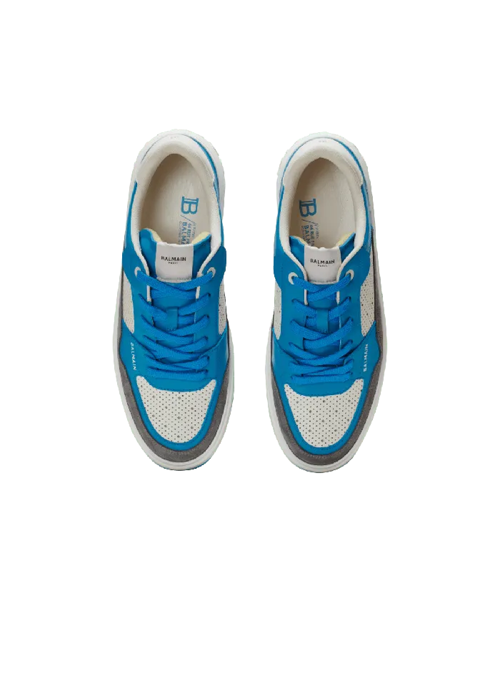 Balmain Sneakers Men BCourt Flip Sneakers In Calfskin And Suede Blue