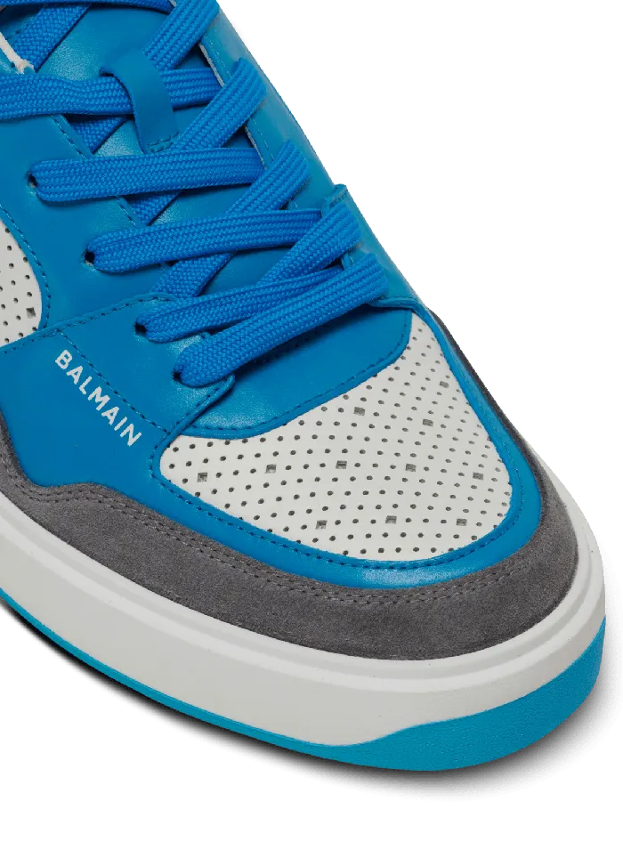 Balmain Sneakers Men BCourt Flip Sneakers In Calfskin And Suede Blue