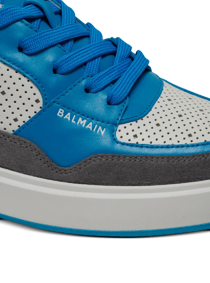 Balmain Sneakers Men BCourt Flip Sneakers In Calfskin And Suede Blue