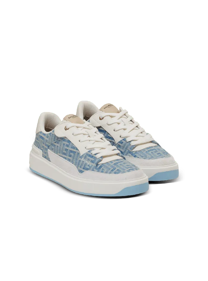 Balmain Sneakers Men BCourt Flip Sneakers In Monogrammed Denim Navy