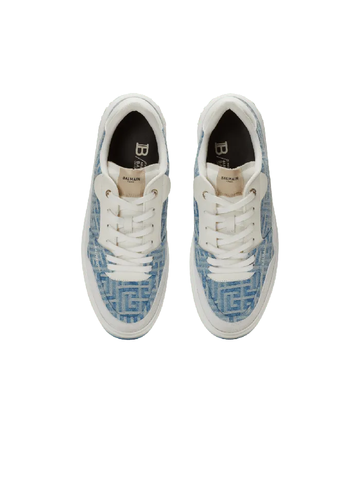 Balmain Sneakers Men BCourt Flip Sneakers In Monogrammed Denim Navy