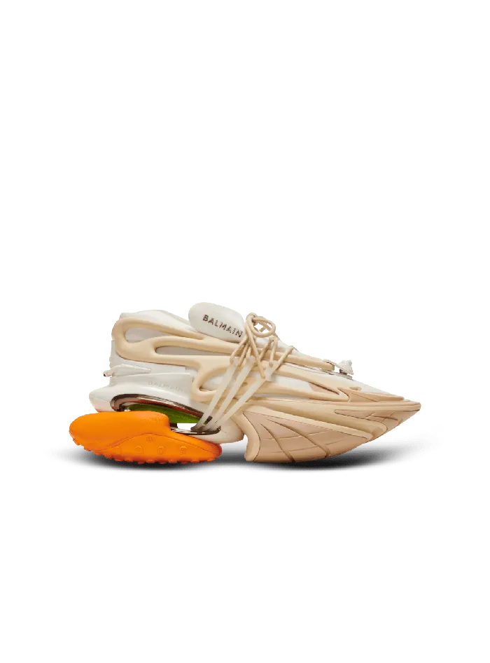 Balmain Sneakers Men Unicorn Sneakers In Neoprene And Leather Orange