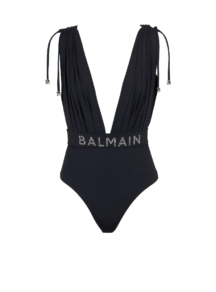 Balmain Swimwear Women Draped Swimsuit Black