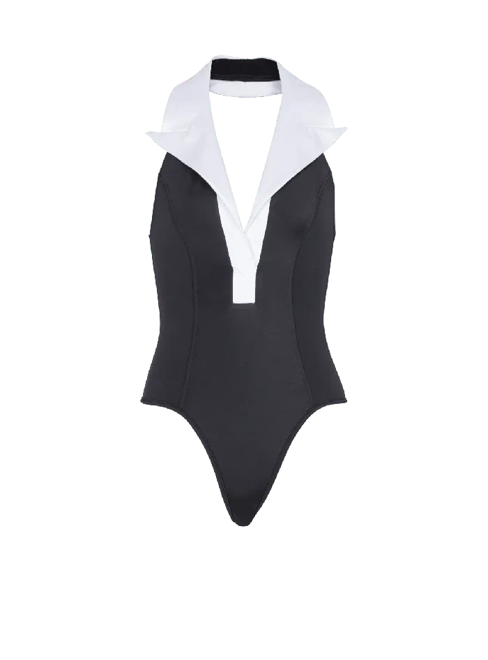 Balmain Swimwear Women Onepiece Swimsuit With Contrasting Collar Black