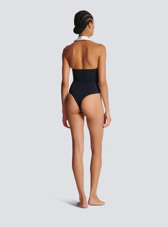 Balmain Swimwear Women Onepiece Swimsuit With Contrasting Collar Black