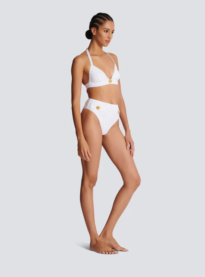 Balmain Swimwear Women Twopiece Swimming Costume With Buttons White