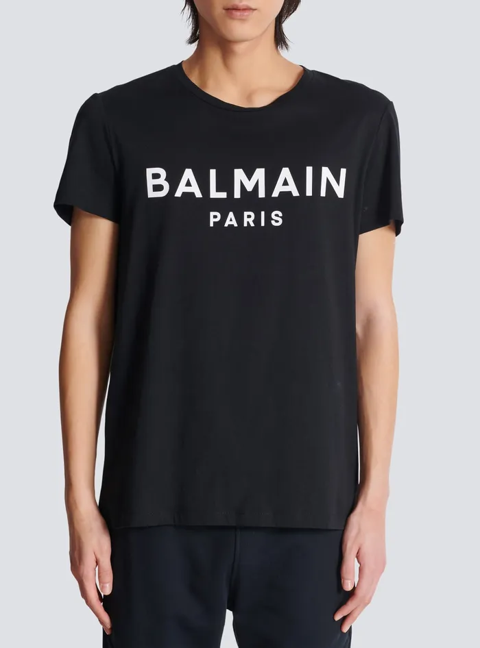 Balmain TShirts Men Printed Paris Shortsleeved Tshirt Black