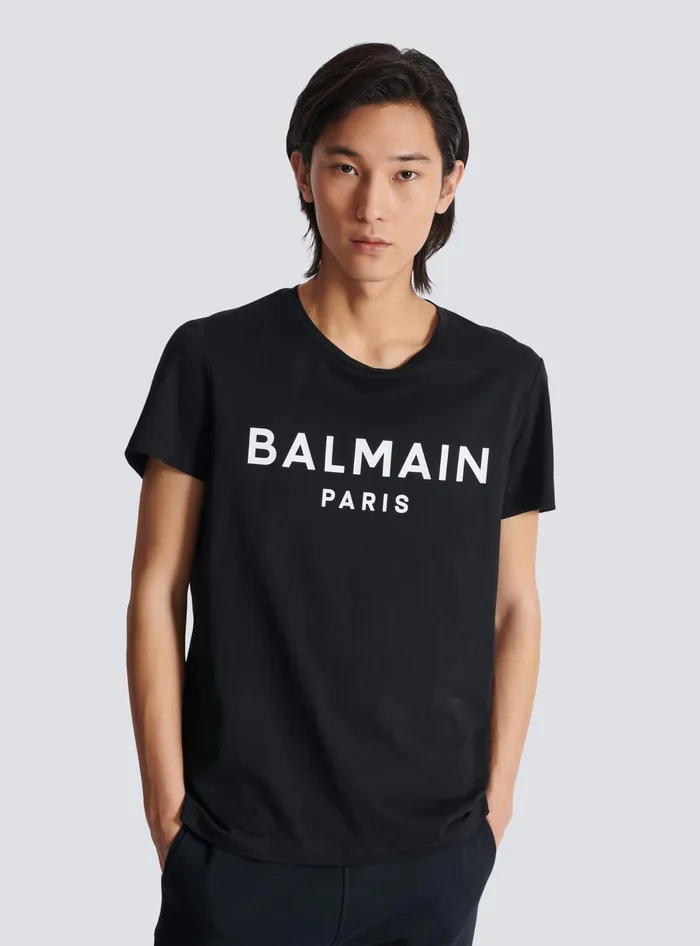 Balmain TShirts Men Printed Paris Shortsleeved Tshirt Black