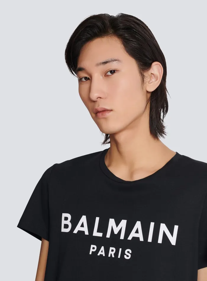 Balmain TShirts Men Printed Paris Shortsleeved Tshirt Black