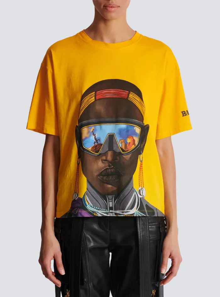 Balmain TShirts Women Disney X The Lion King 8211 Relaxed Tshirt With Nika Mtwana Print Multicolor