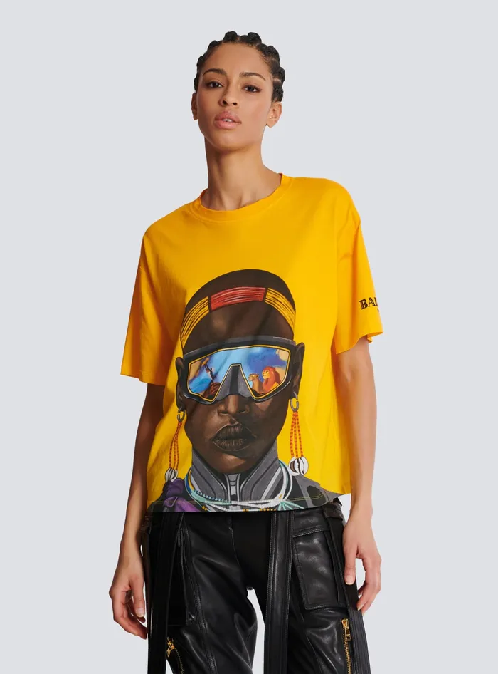 Balmain TShirts Women Disney X The Lion King 8211 Relaxed Tshirt With Nika Mtwana Print Multicolor